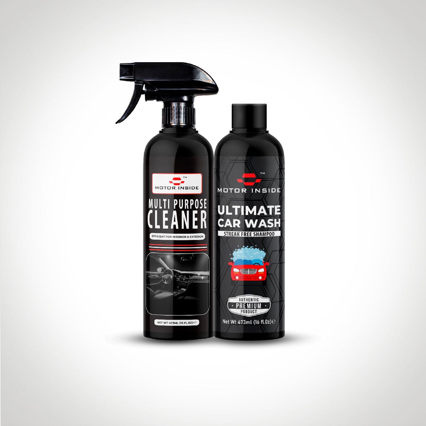 Multi Purpose Cleaner & Ultimate Car Wash Shampoo Motor Inside
