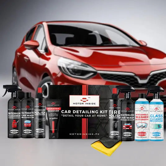 Collection of motor inside car care products