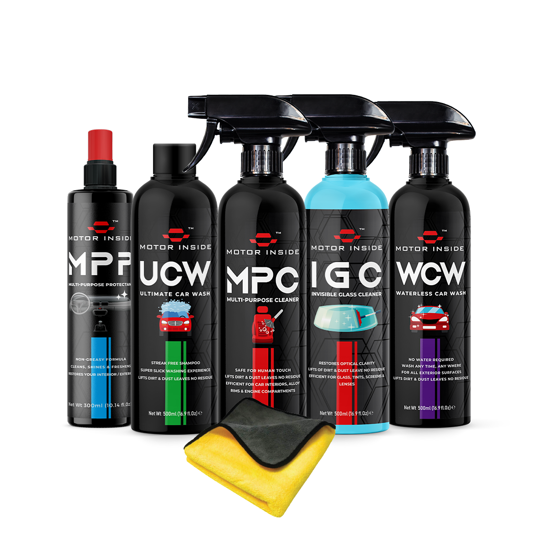 Car Care Kit 7 in 1  ( MPC,UCW,IGC,WCW,MPP,MICROFIBER TOWEL 600 GSM & Detailing Brush )