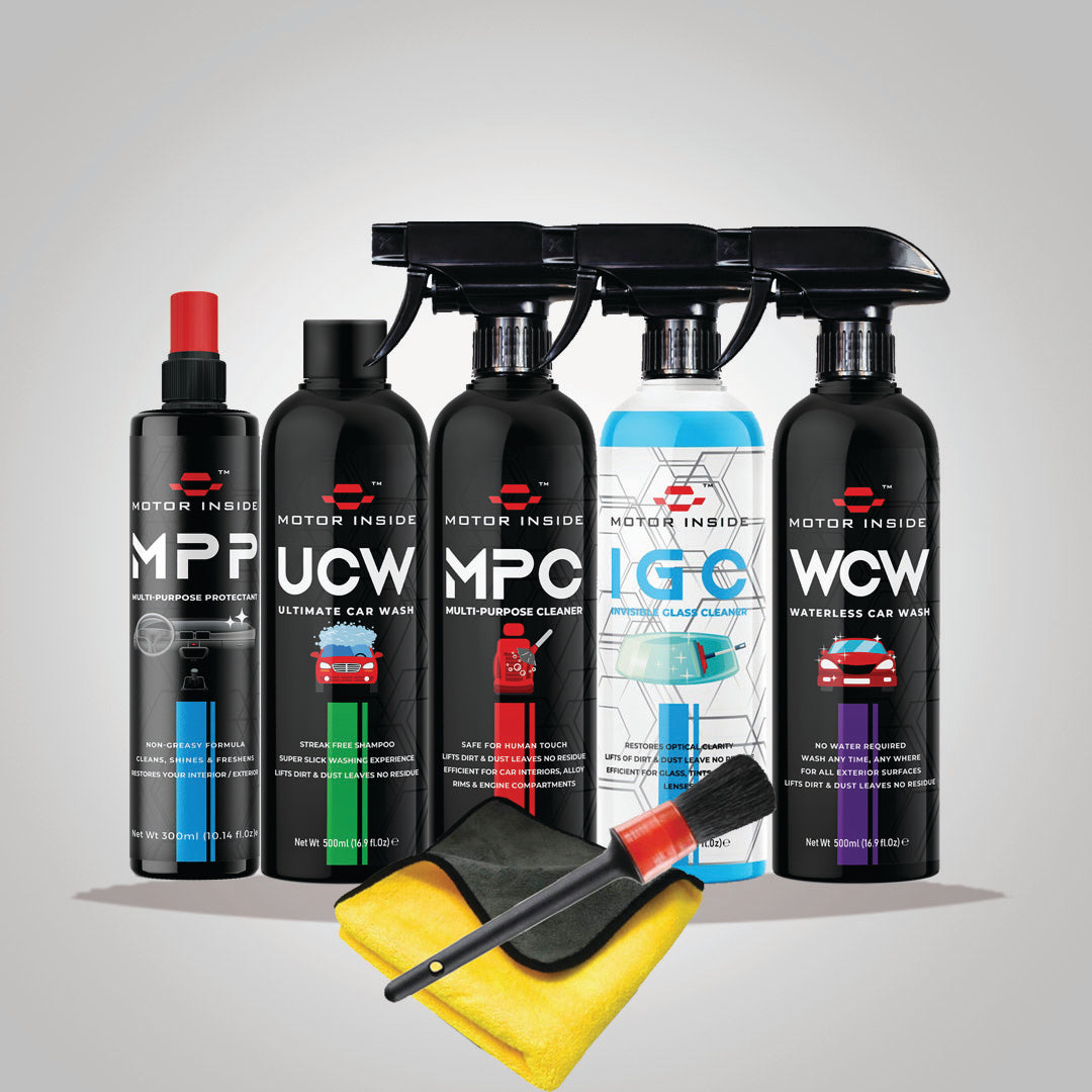 Car Care Kit 7 in 1  ( MPC,UCW,IGC,WCW,MPP,MICROFIBER TOWEL 600 GSM & Detailing Brush )