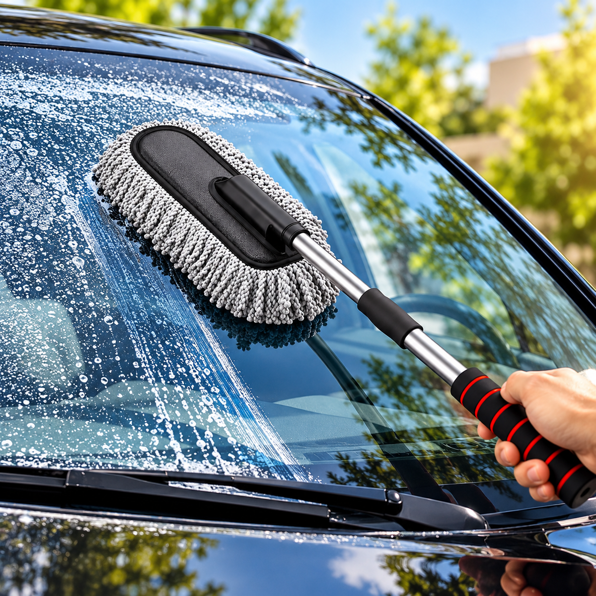 Motor Inside Extendable Microfiber Car Duster – Multi-Purpose Cleaning Tool with Flexible Handle
