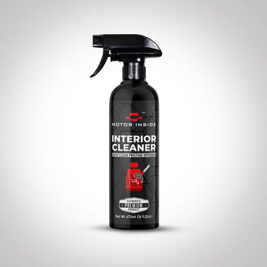 Black spray bottle labeled 'Interior Cleaner'.