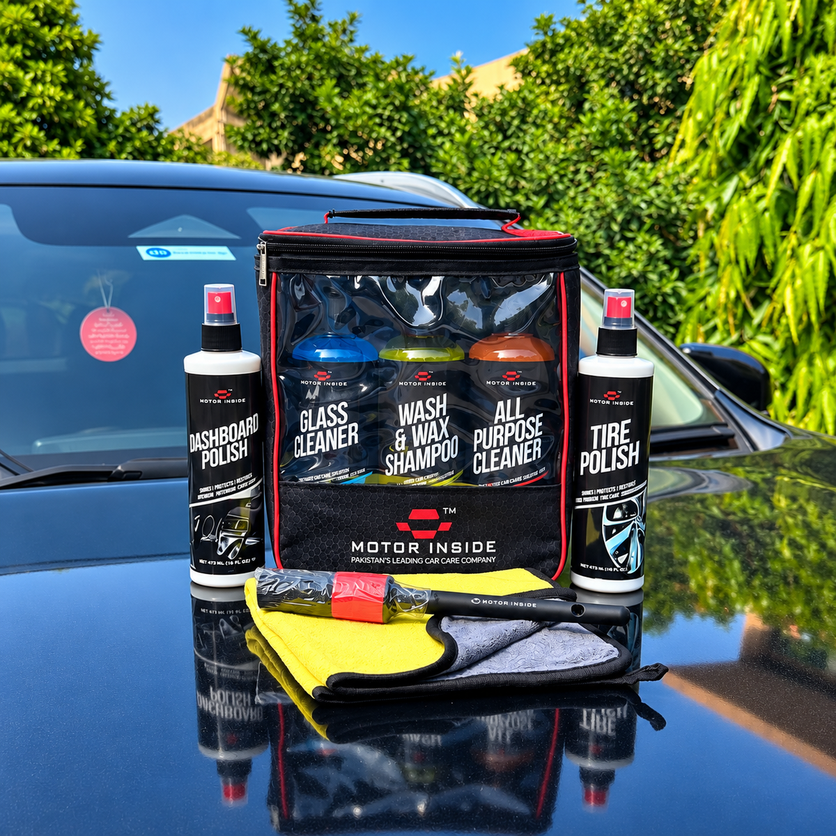 Motor Inside 7-in-1 Car Care Kit With Free Premium Organizer Bag
