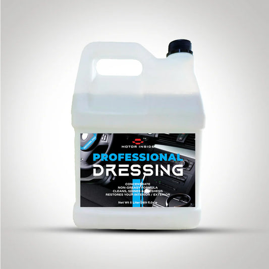 Motor Inside Professional Dressing for restoring shine and protecting car interiors with UV blockers and easy spray-and-wipe application.