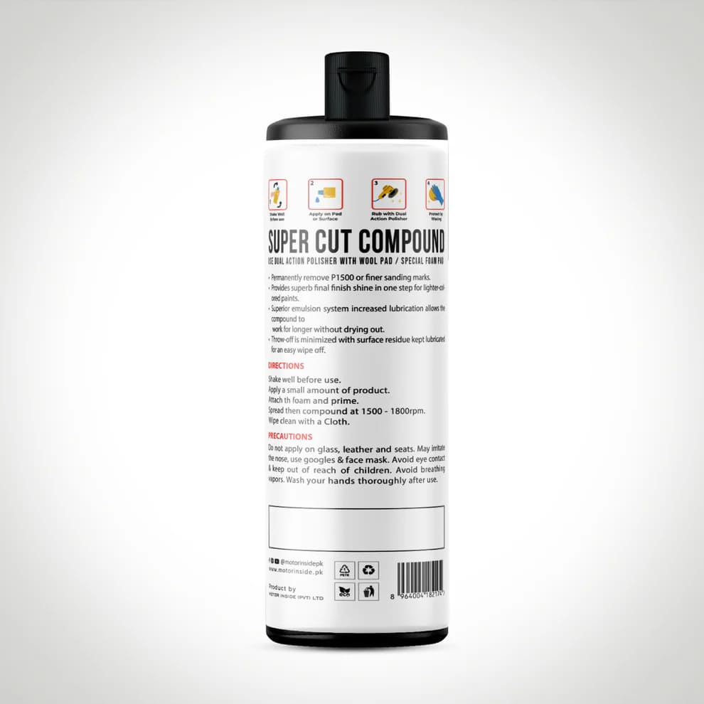 Super Cut Compound bottle with label.