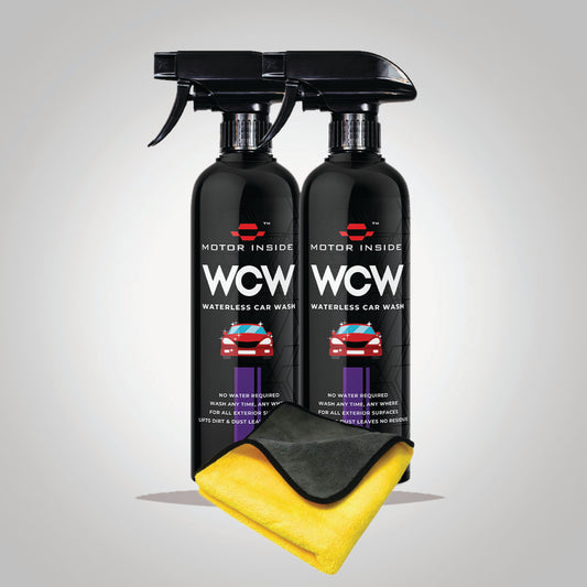 WCW - 2 Pcs Waterless Car Wash 500 ML with Microfiber Towel 600 GSM