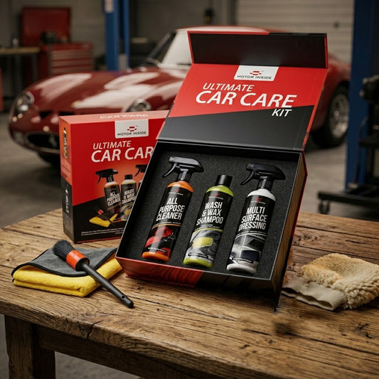 Ultimate Car Care Kit (Wash & Wax Shampoo, All Purpose Cleaner, Multi Surface Dressing, Microfiber Towel, Detailing Brush)