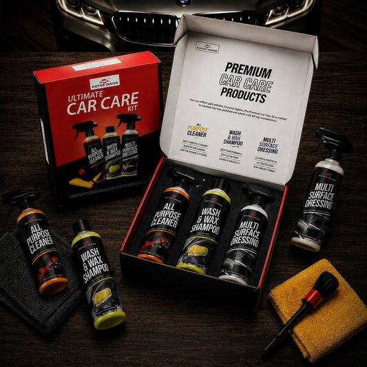 Ultimate Car Care Kit (Wash & Wax Shampoo, All Purpose Cleaner, Multi Surface Dressing, Microfiber Towel, Detailing Brush)