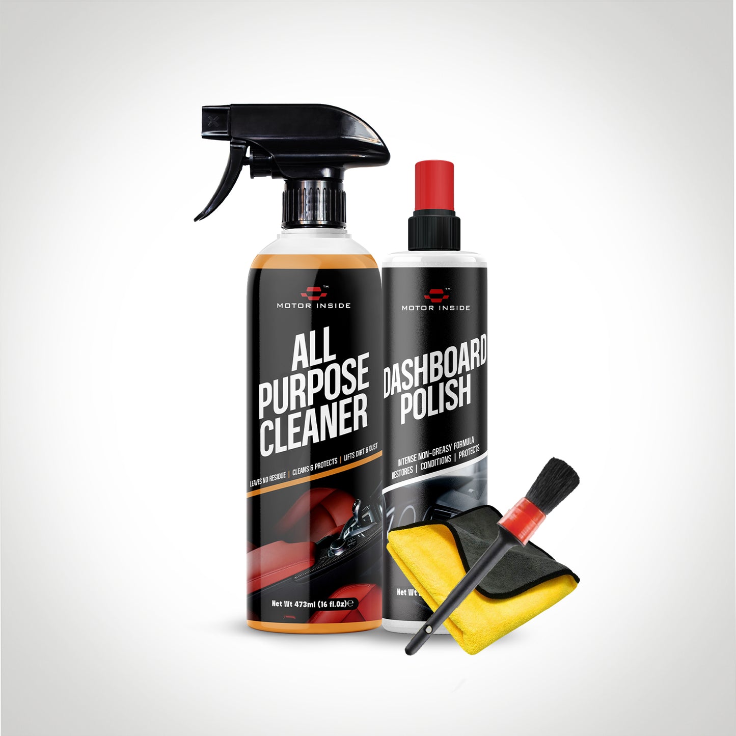 Interior Revival Kit (All Purpose Cleaner, Dashboard Polish, Microfiber Towel, Detailing Brush)