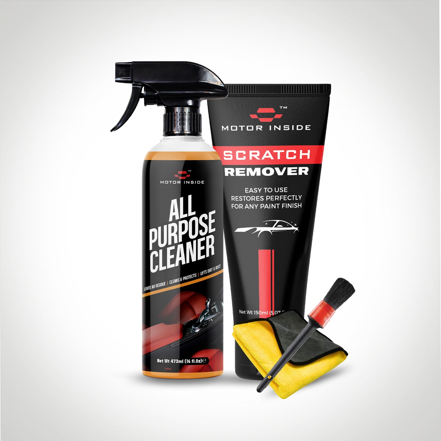 Scratch & Restore Kit (All Purpose Cleaner, Scratch Remover, Round Detailing Brush & Microfiber Towel)