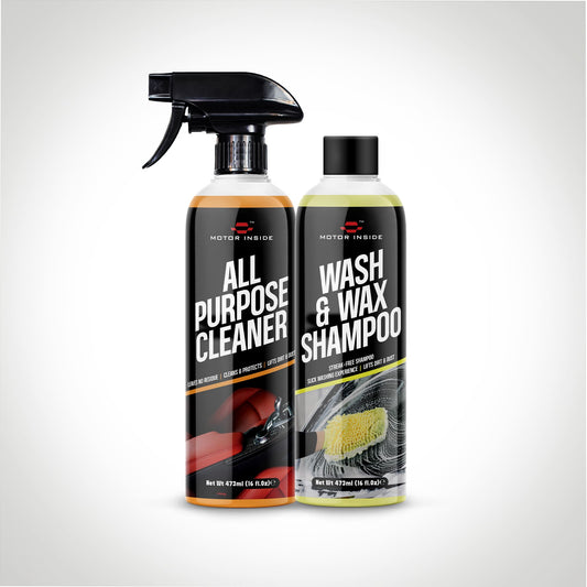 Motor Inside All Purpose Cleaner + Wash & Wax Shampoo | Interior & Exterior Car Care Bundle