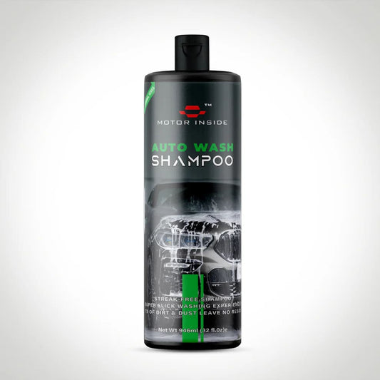 Bottle of auto wash shampoo, high-foaming formula designed for deep cleaning and shine enhancement of car exteriors.