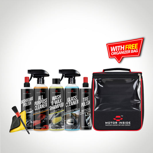 Motor Inside 7-in-1 Car Care Kit With Free Premium Organizer Bag