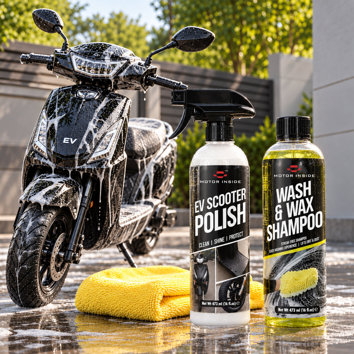 EV Scooter Polish 473ml & Wash & Wax Shampoo 473 ML